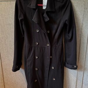 Hard Tail Black Double-Breasted Trench Coat